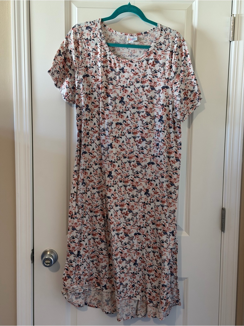 LuLaRoe Floral Maxi Dress in Blush Pink and Navy